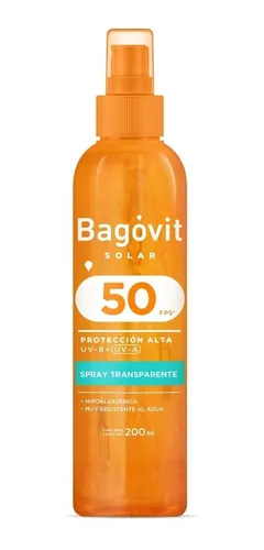 BAGOVIT PROTECTOR SOLAR TRANSPARENTE SPRAY FPS 50 X 200 ML.